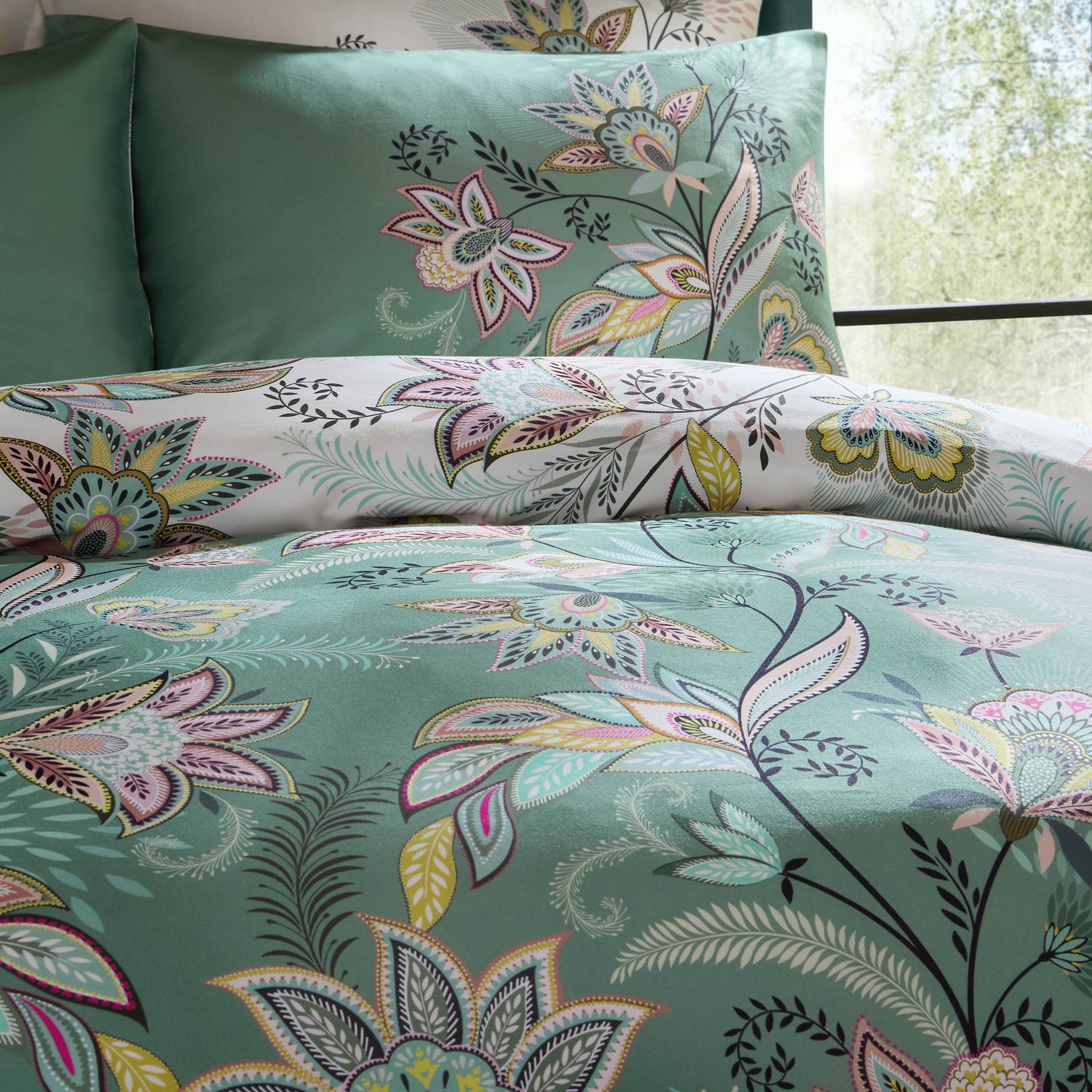 Sara Miller Passiflora Duvet Cover Bedding Set Light Stone Sage