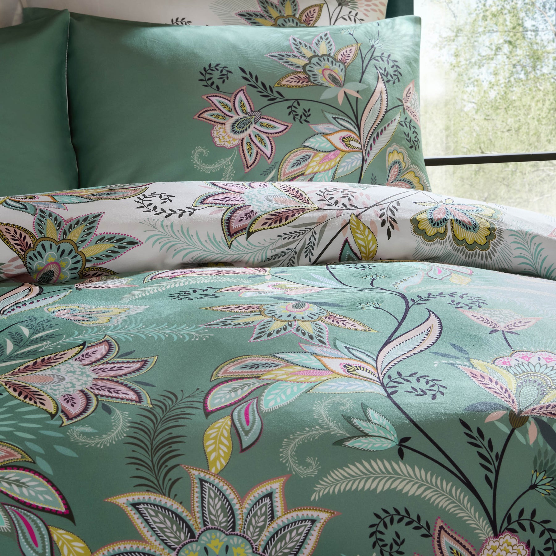 Sara Miller Passiflora Duvet Cover Bedding Set Light Stone Sage