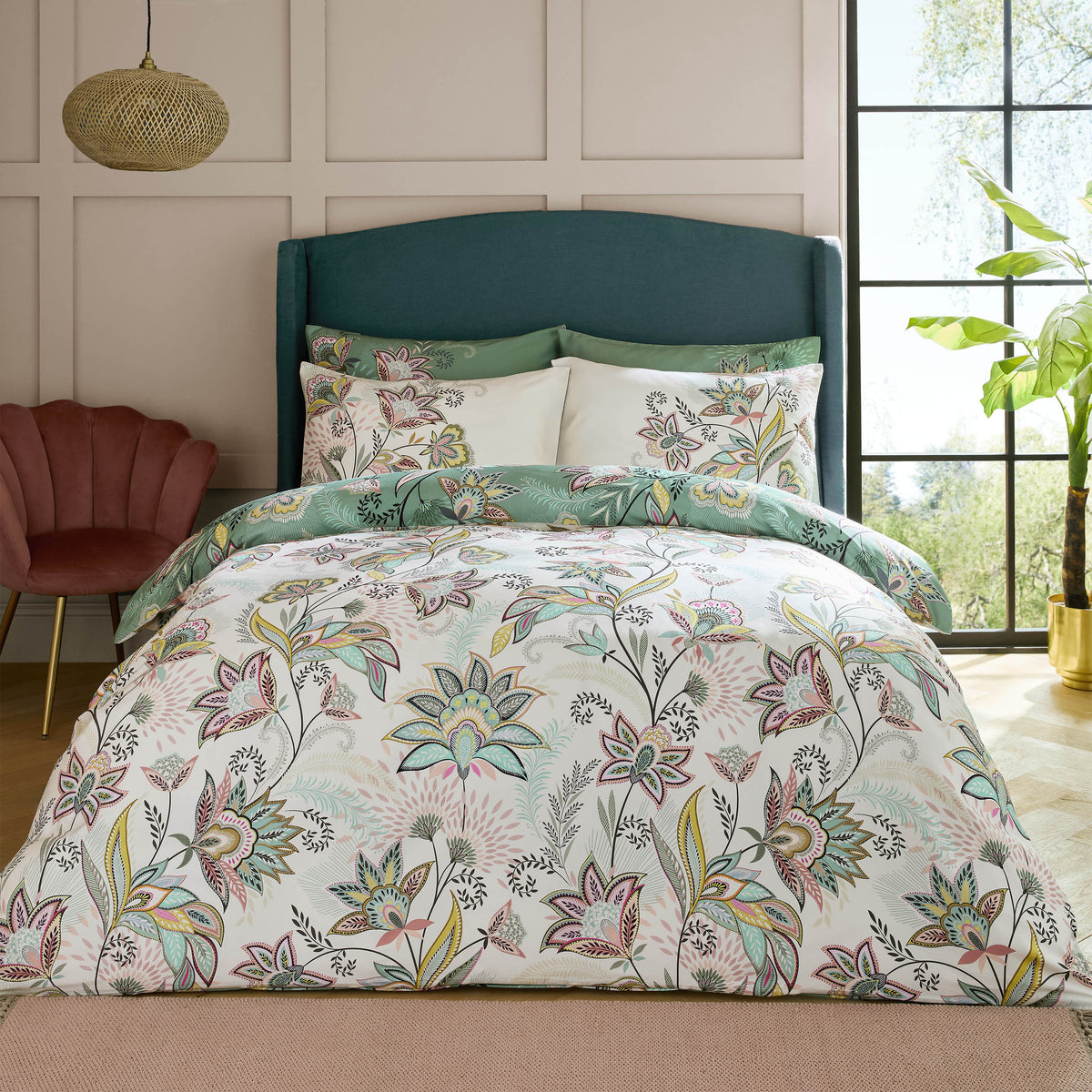 Sara Miller Passiflora Duvet Cover Bedding Set Light Stone Sage