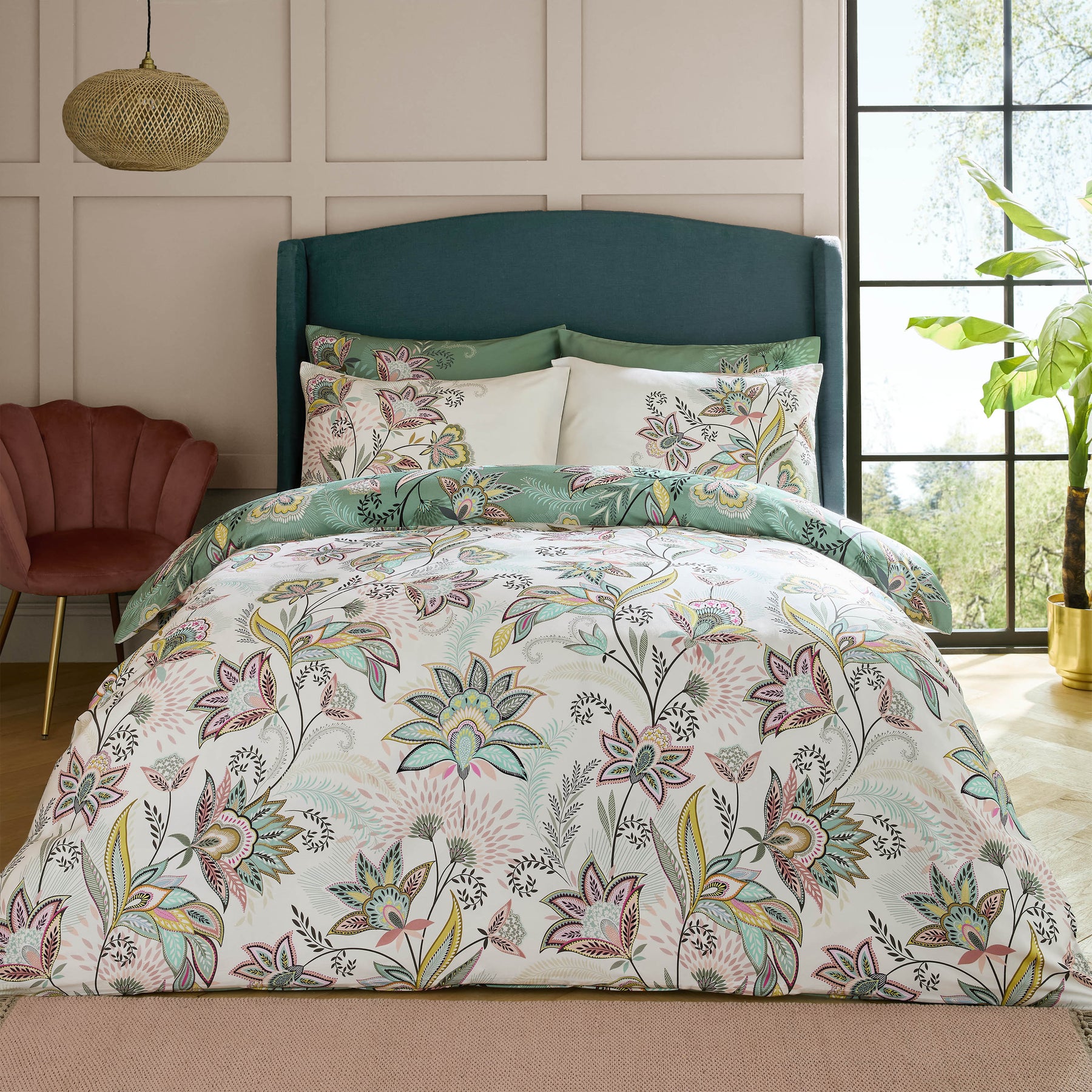 Sara Miller Passiflora Duvet Cover Bedding Set Light Stone Sage