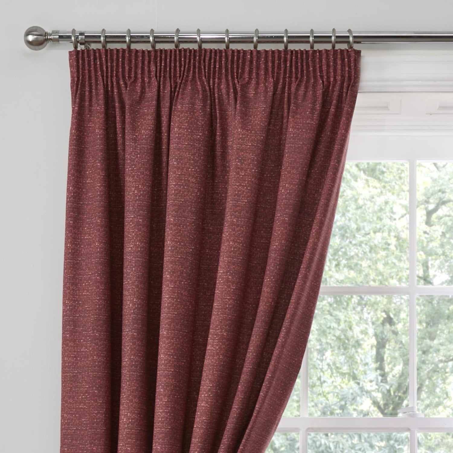 Dreams & Drapes Pembrey Thermal Ready Made Pencil Pleat Curtains Red