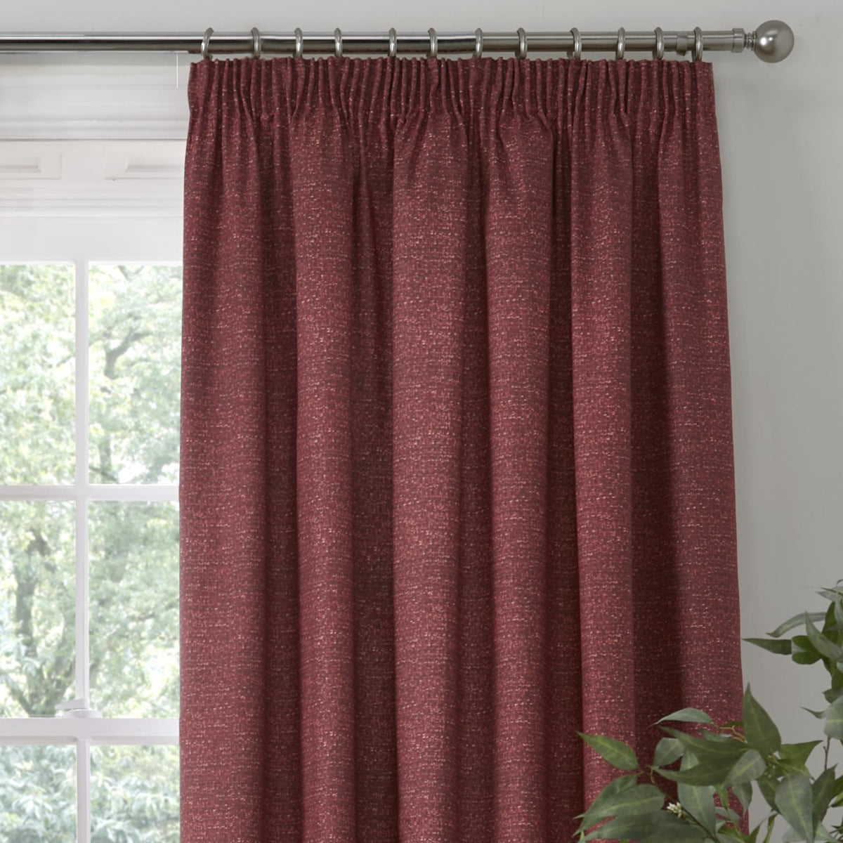 Dreams & Drapes Pembrey Thermal Ready Made Pencil Pleat Curtains Red