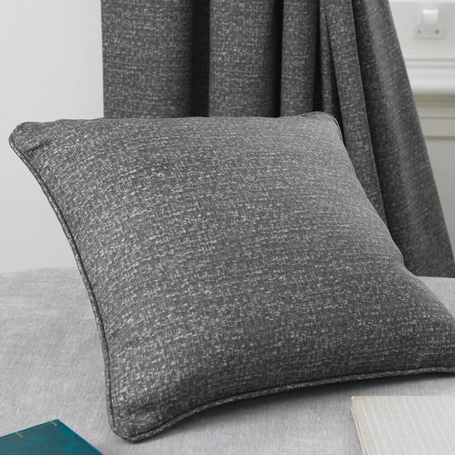 Dreams & Drapes Pembrey Filled Cushion 43cm x 43cm Charcoal