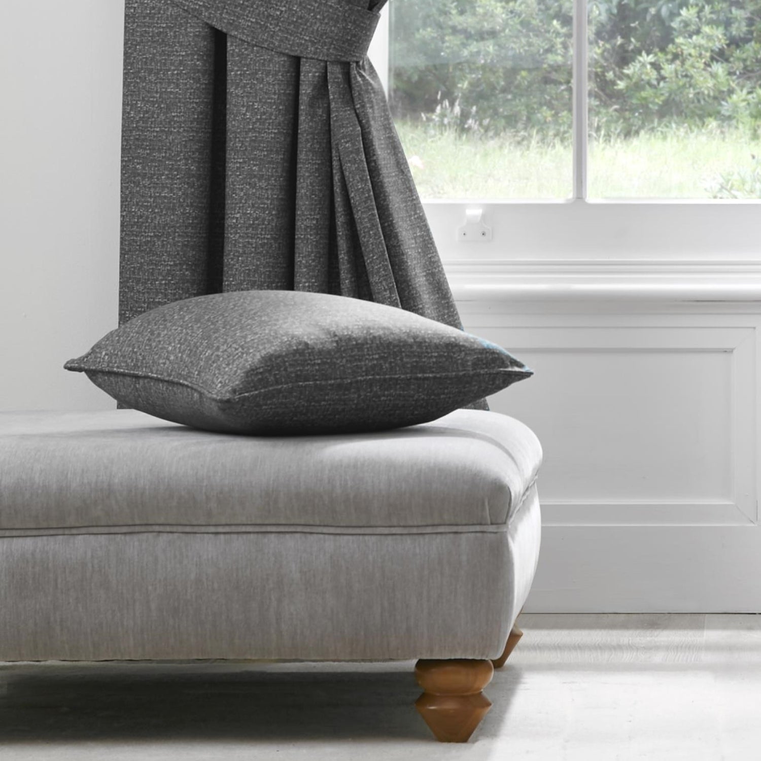 Dreams & Drapes Pembrey Filled Cushion 43cm x 43cm Charcoal