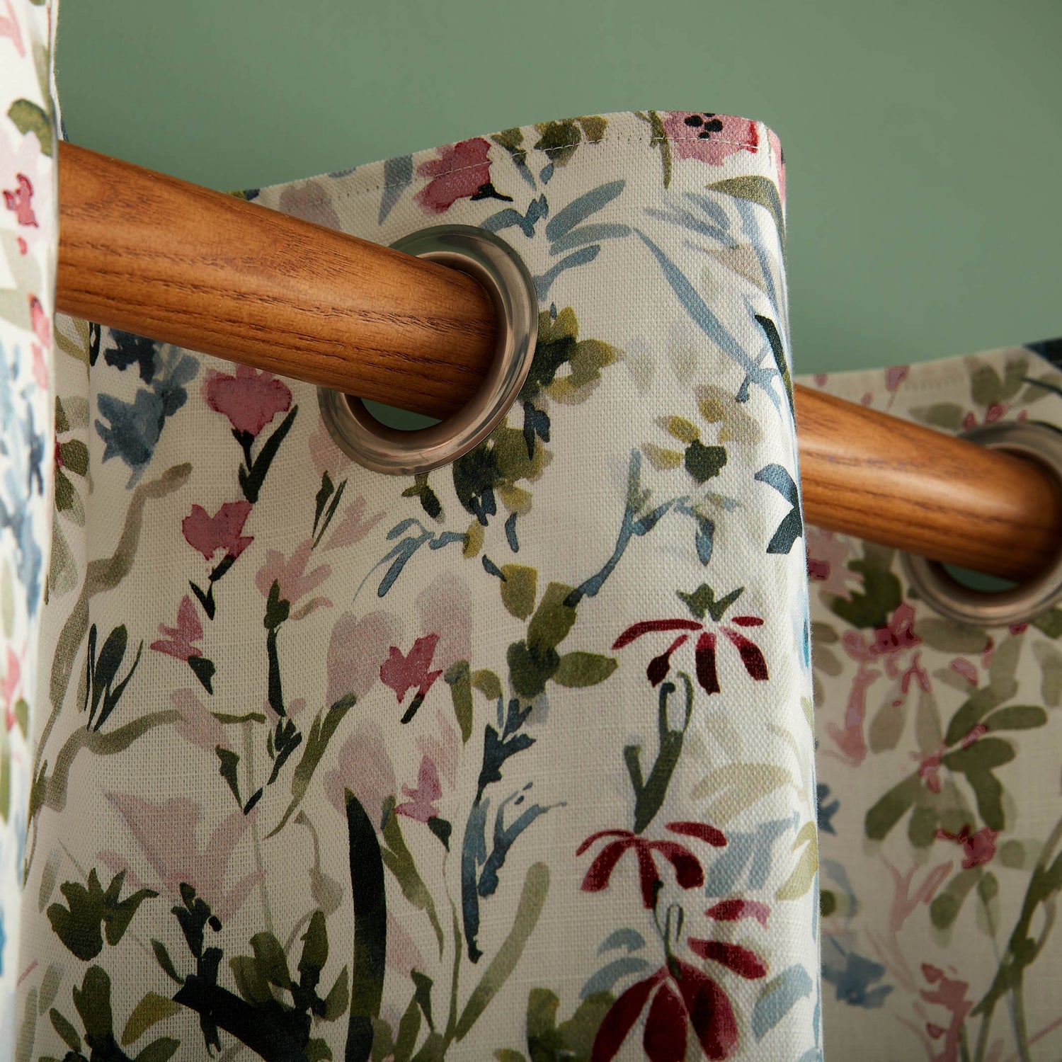 Laura Ashley Pointon Fields Ready Made Eyelet Curtains Multi