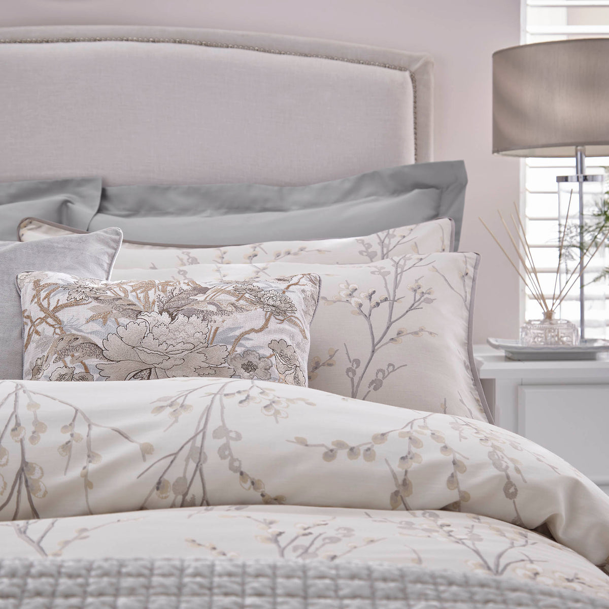 Laura Ashley Pussy Willow Pillowcase Housewife Dove Grey