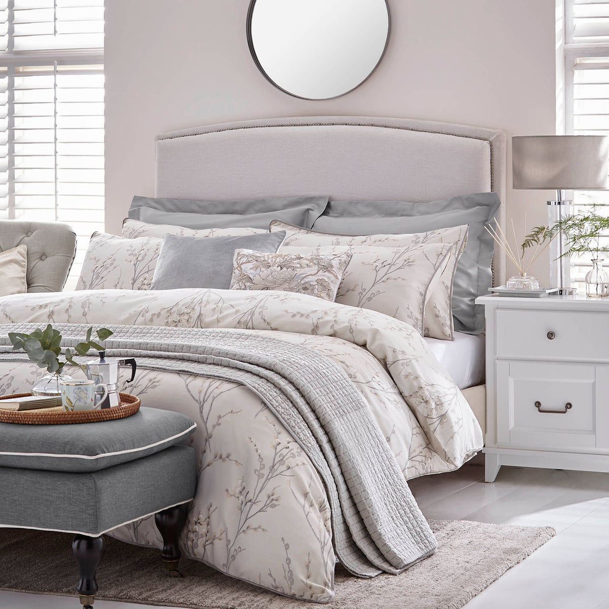 Laura Ashley Pussy Willow Pillowcase Housewife Dove Grey
