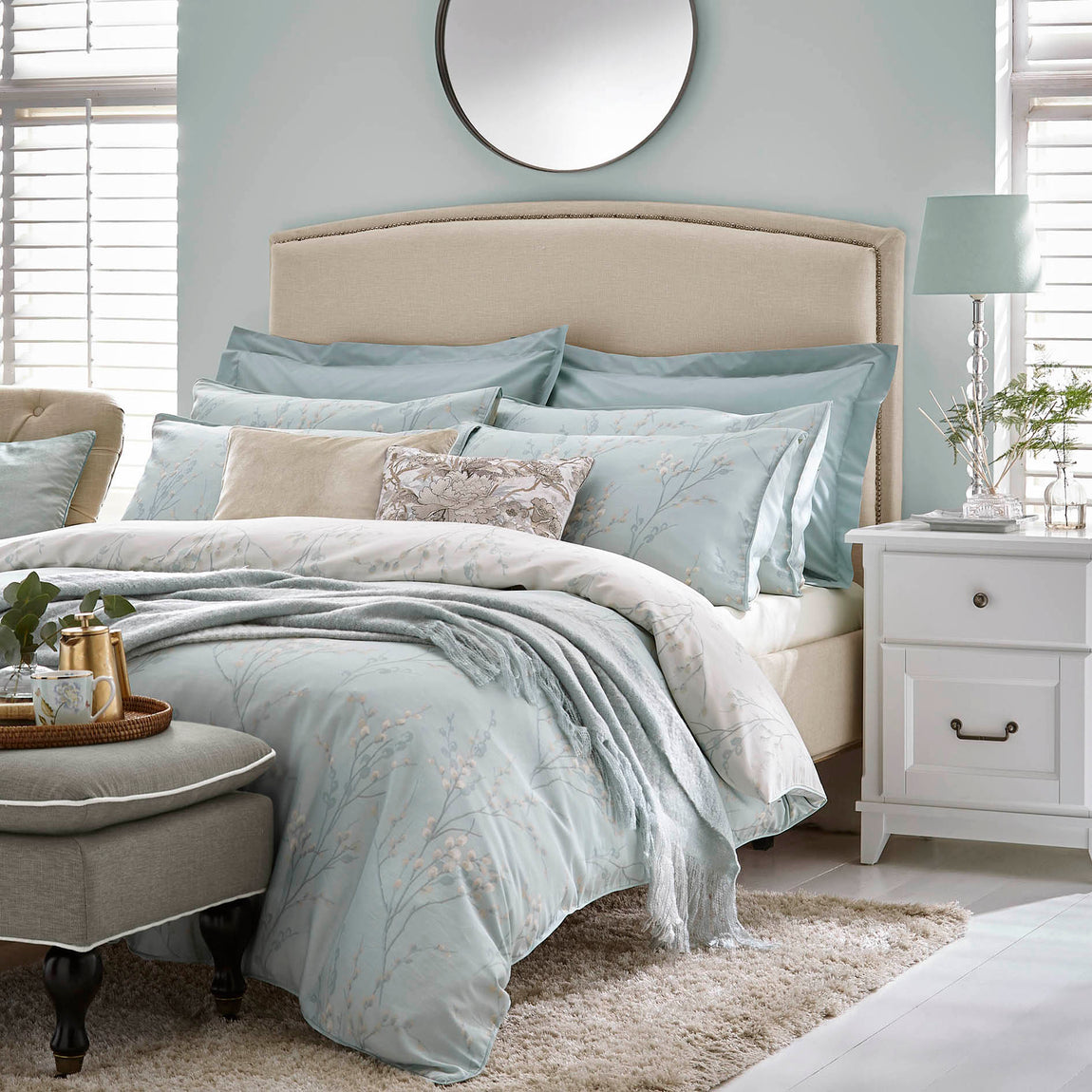 Laura Ashley Pussy Willow Duvet Cover Bedding Set Duckegg