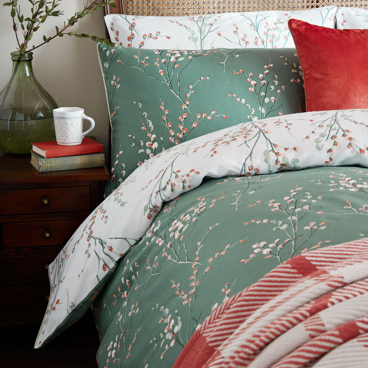 Laura Ashley Pussy Willow Pillowcase Housewife Fern Green