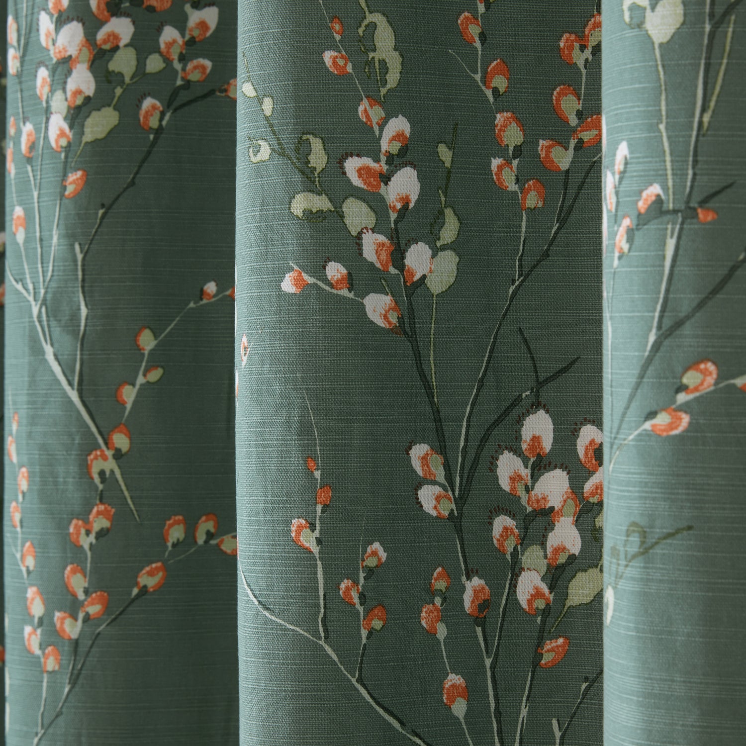 Laura Ashley Pussy Willow Ready Made Eyelet Blackout Curtains Fern Green