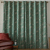 Laura Ashley Pussy Willow Ready Made Eyelet Blackout Curtains Fern Green