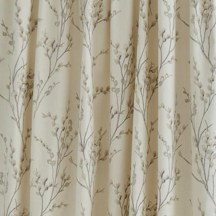 Laura Ashley Pussy Willow Ready Made Curtains Off white-Dove grey