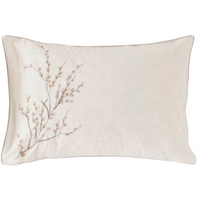 Laura Ashley Pussy Willow Sprig Embroidered Pillowcase Housewife Dove Grey