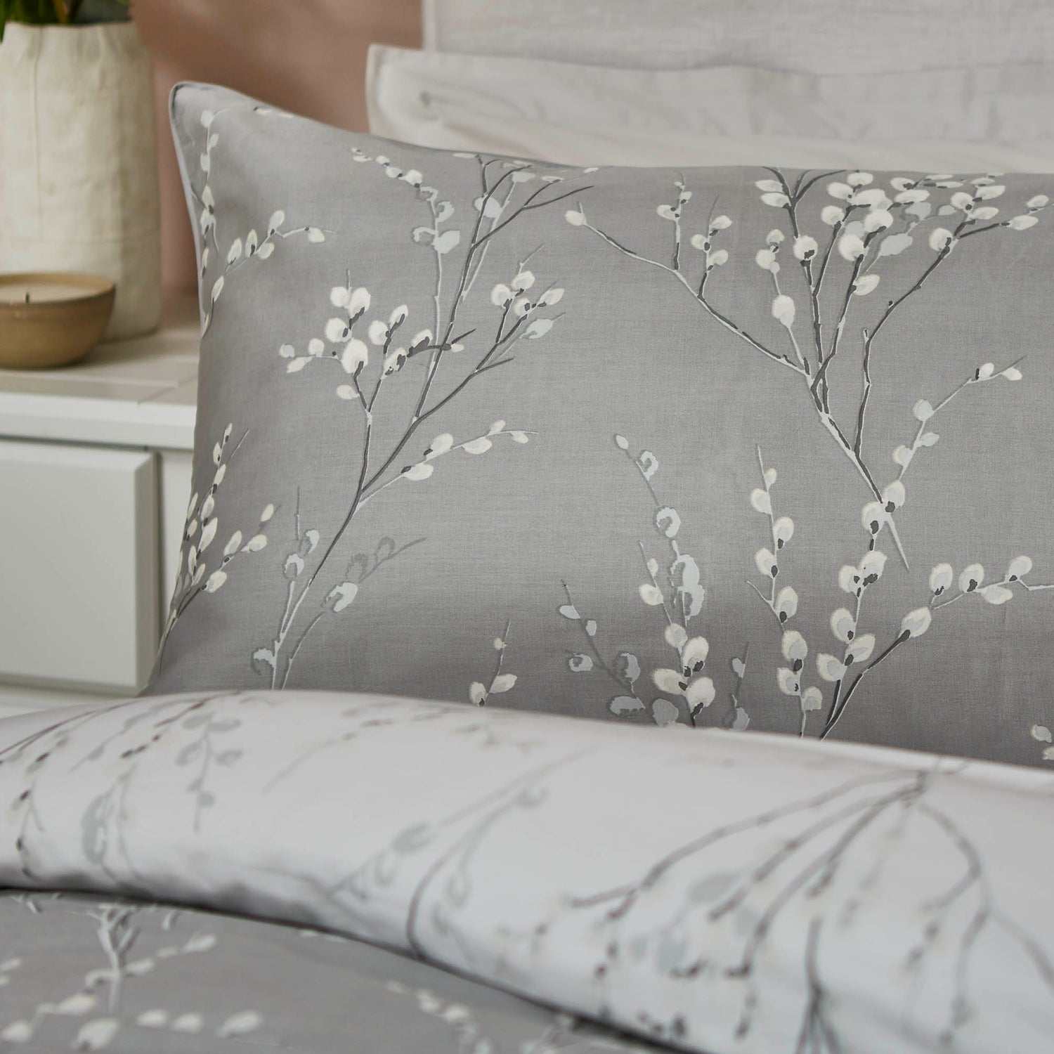 Laura Ashley Pussy Willow Duvet Cover Bedding Set Steel