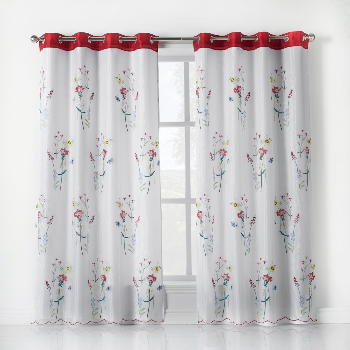 Springfield Lined Voile Ready Made Eyelet Curtains White