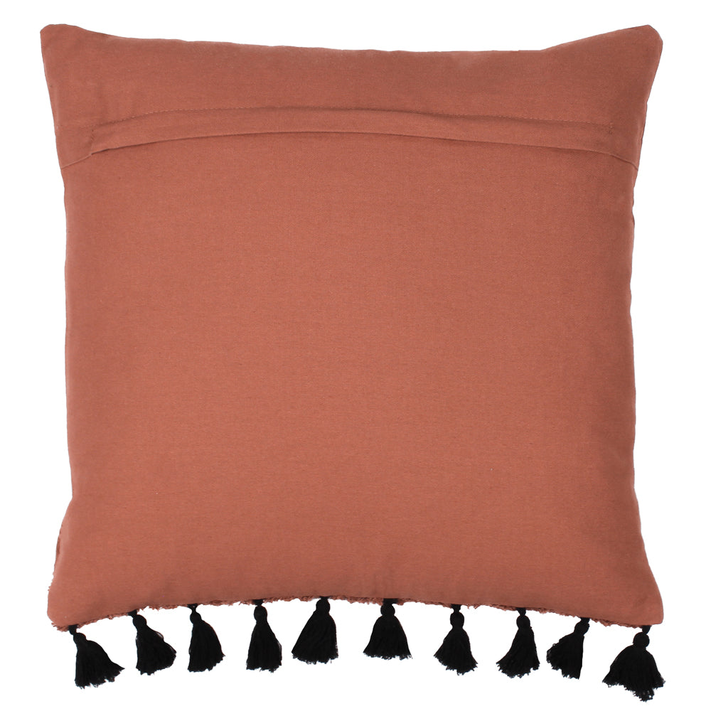 furn. Radian Semi Circle Tufted Cotton Tasselled 45cm x 45cm Filled Cushion Brick