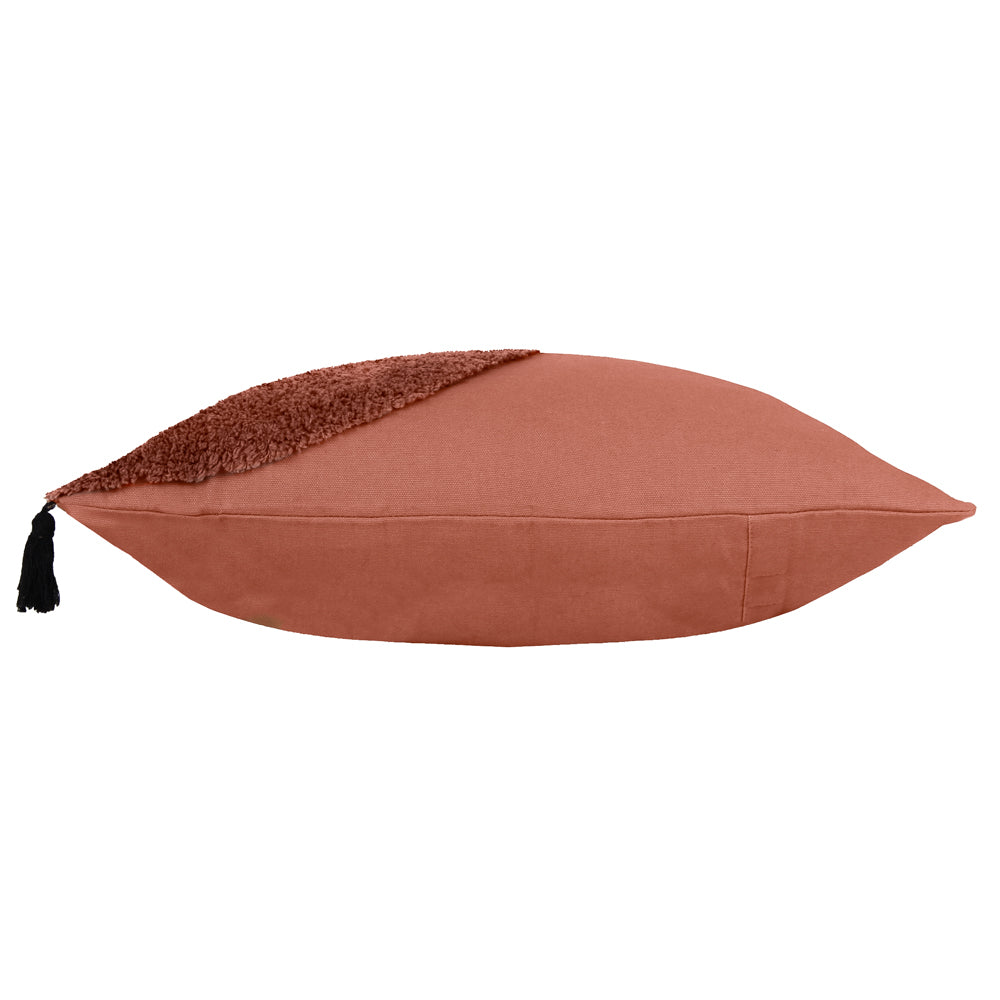 furn. Radian Semi Circle Tufted Cotton Tasselled 45cm x 45cm Filled Cushion Brick