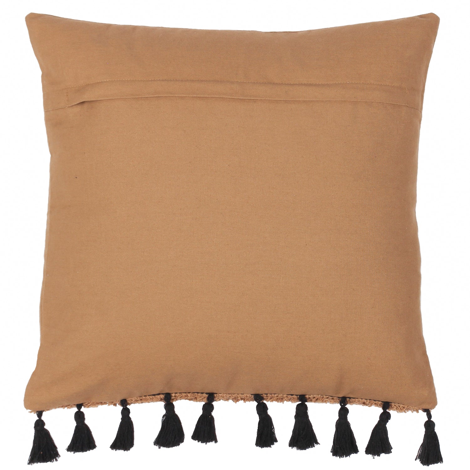 furn. Radian Semi Circle Tufted Cotton Tasselled 45cm x 45cm Filled Cushion Cinnamon