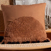 furn. Radian Semi Circle Tufted Cotton Tasselled 45cm x 45cm Filled Cushion Cinnamon