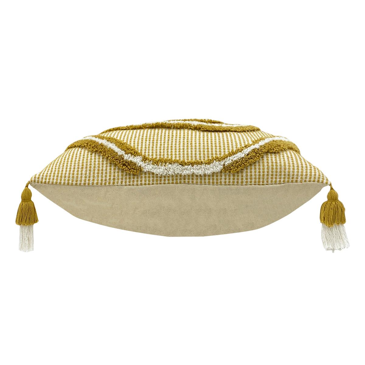 furn. Rainbow Tuft Tasselled 30cm x 50cm Filled Boudoir Ochre