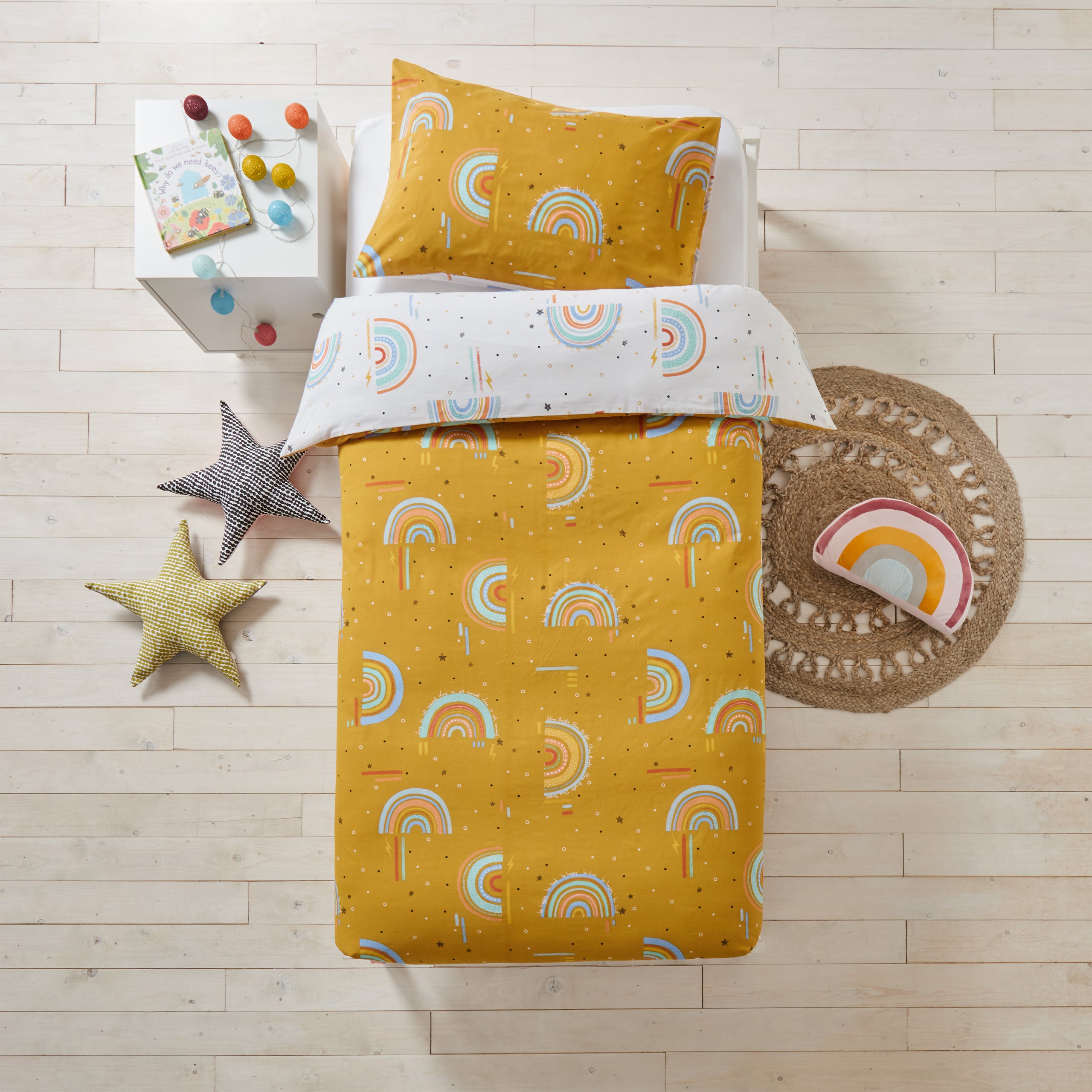 Mustard Little Furn Rainbow Tribe Double Childrens Bedding Terrys