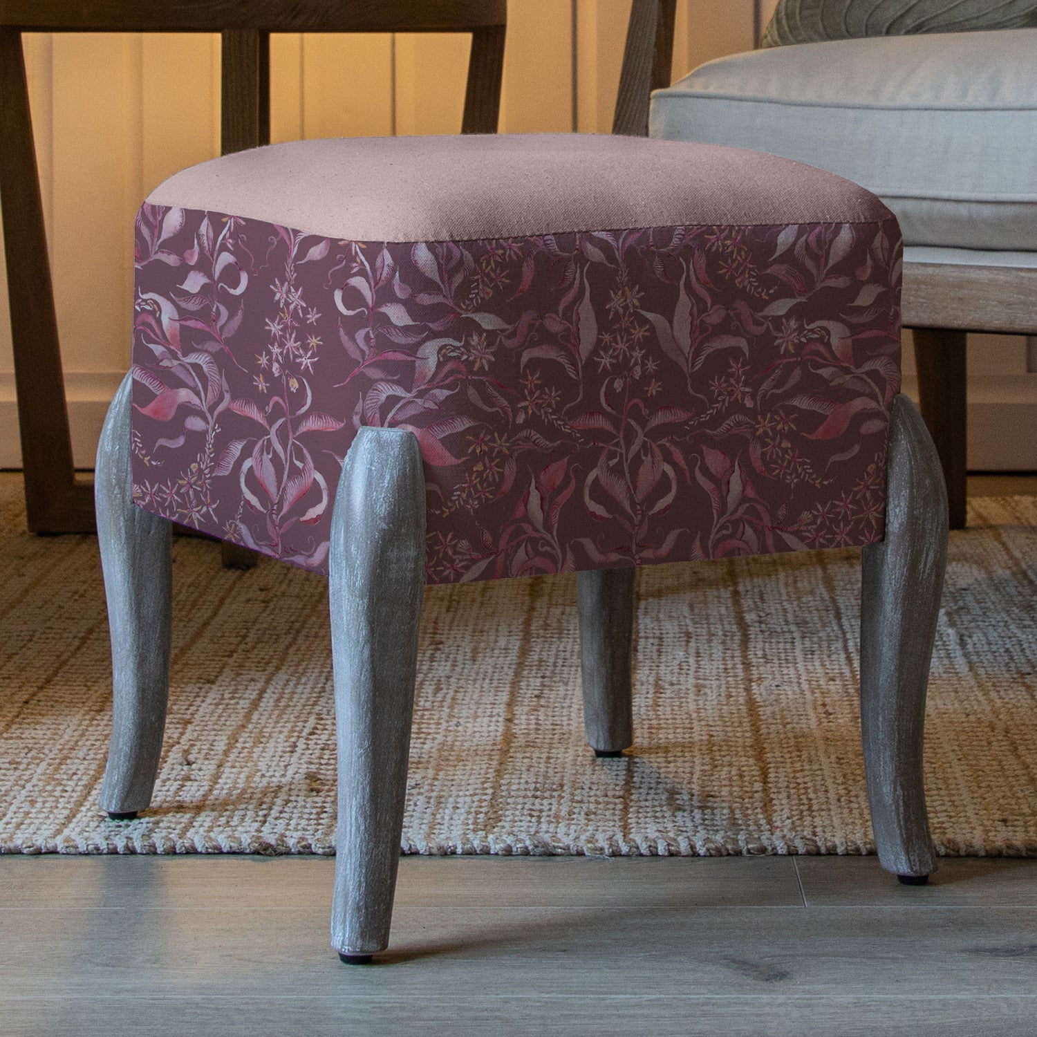 Voyage Maison Ralf Hettie Printed Footstool Ruby