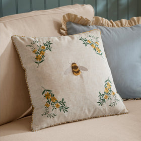 Wylder Ramble Bee Tufted 45cm x 45cm Filled Cushion Natural