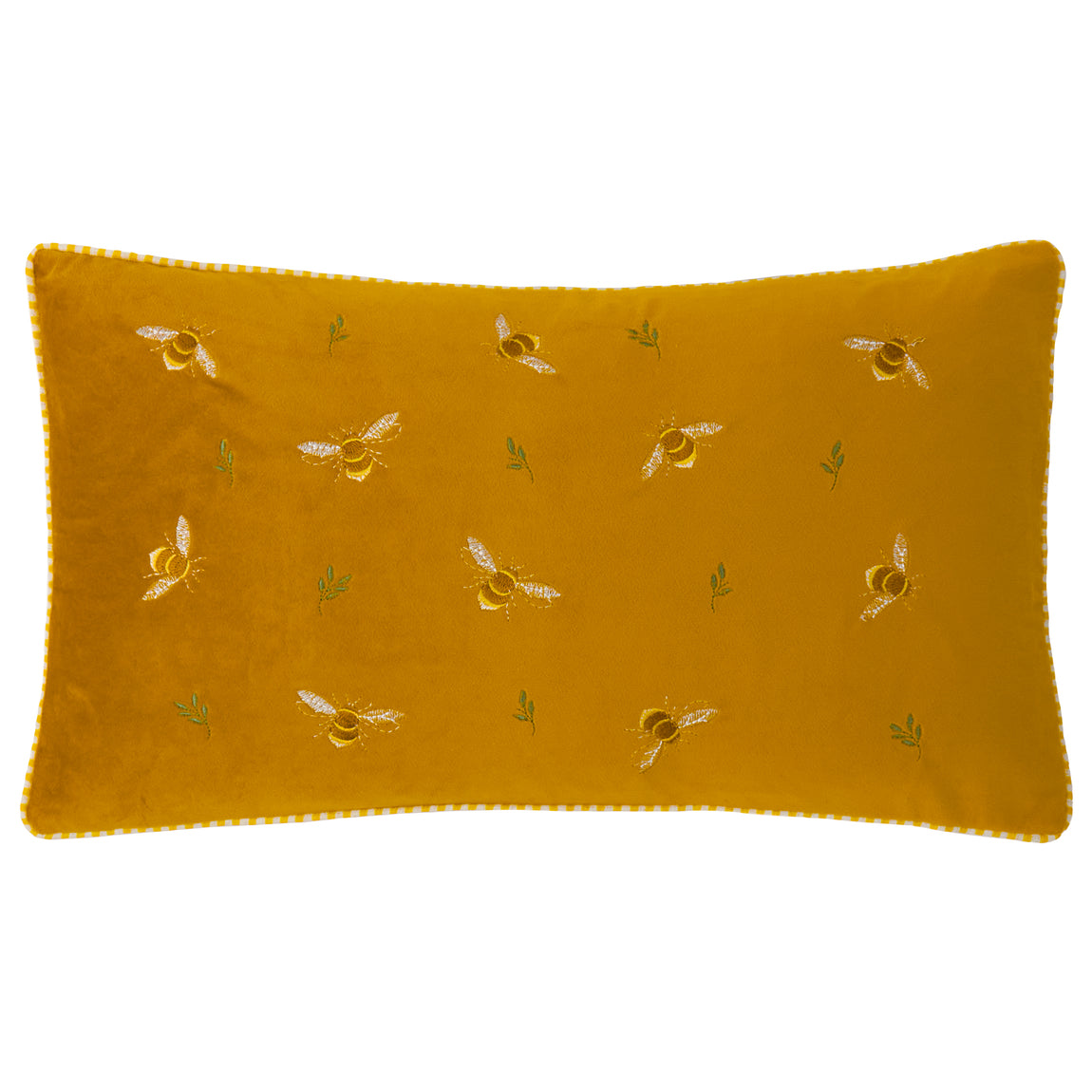 Wylder Ramble Bees Embroidered Velvet 30cm x 50cm Filled Boudoir Honey