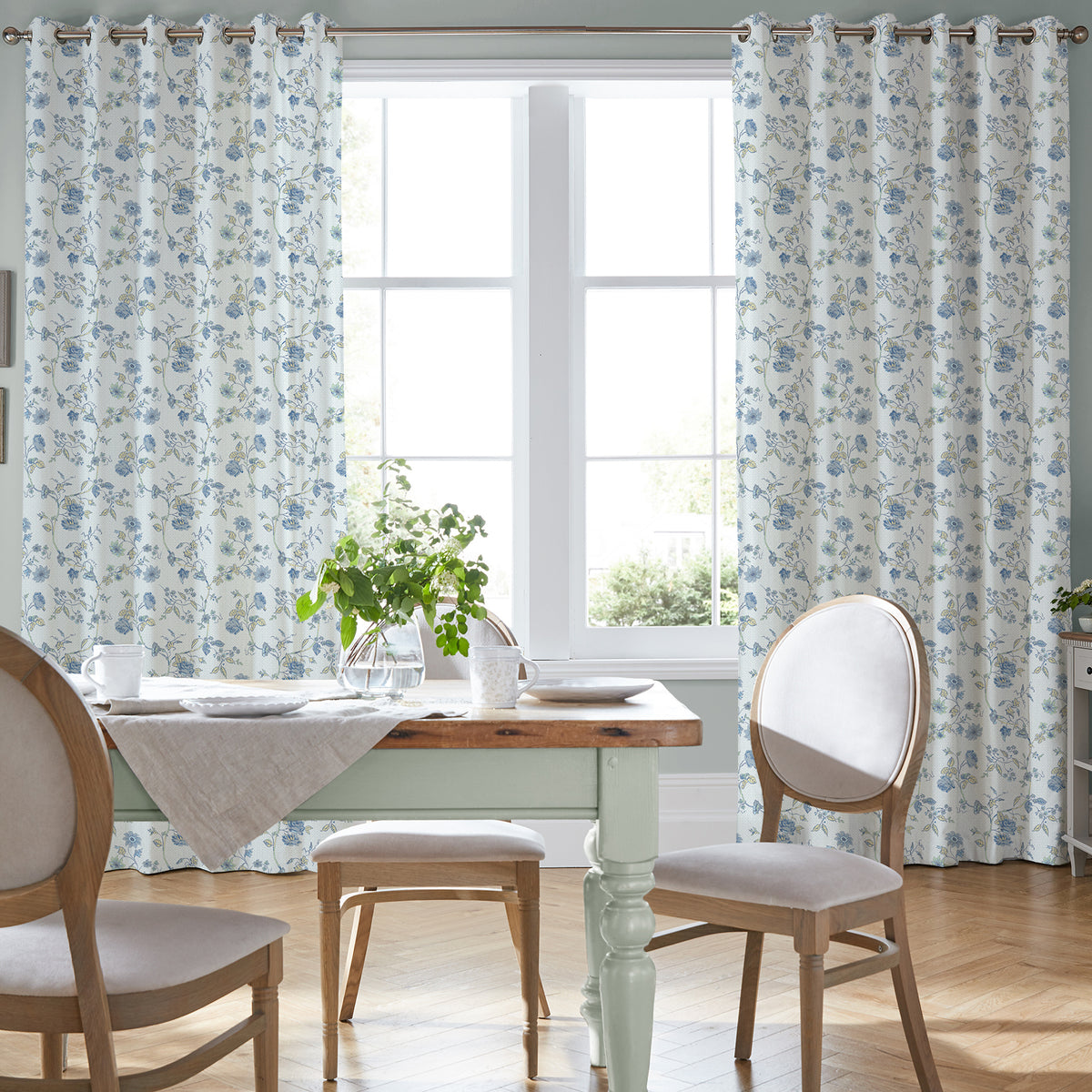 Laura Ashley Rambling Rector Made to Measure Curtain Blue Sky