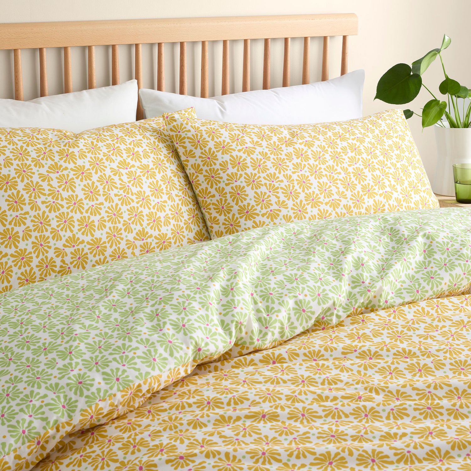 Fusion Retro Daisy Floral Duvet Cover Bedding Set Yellow
