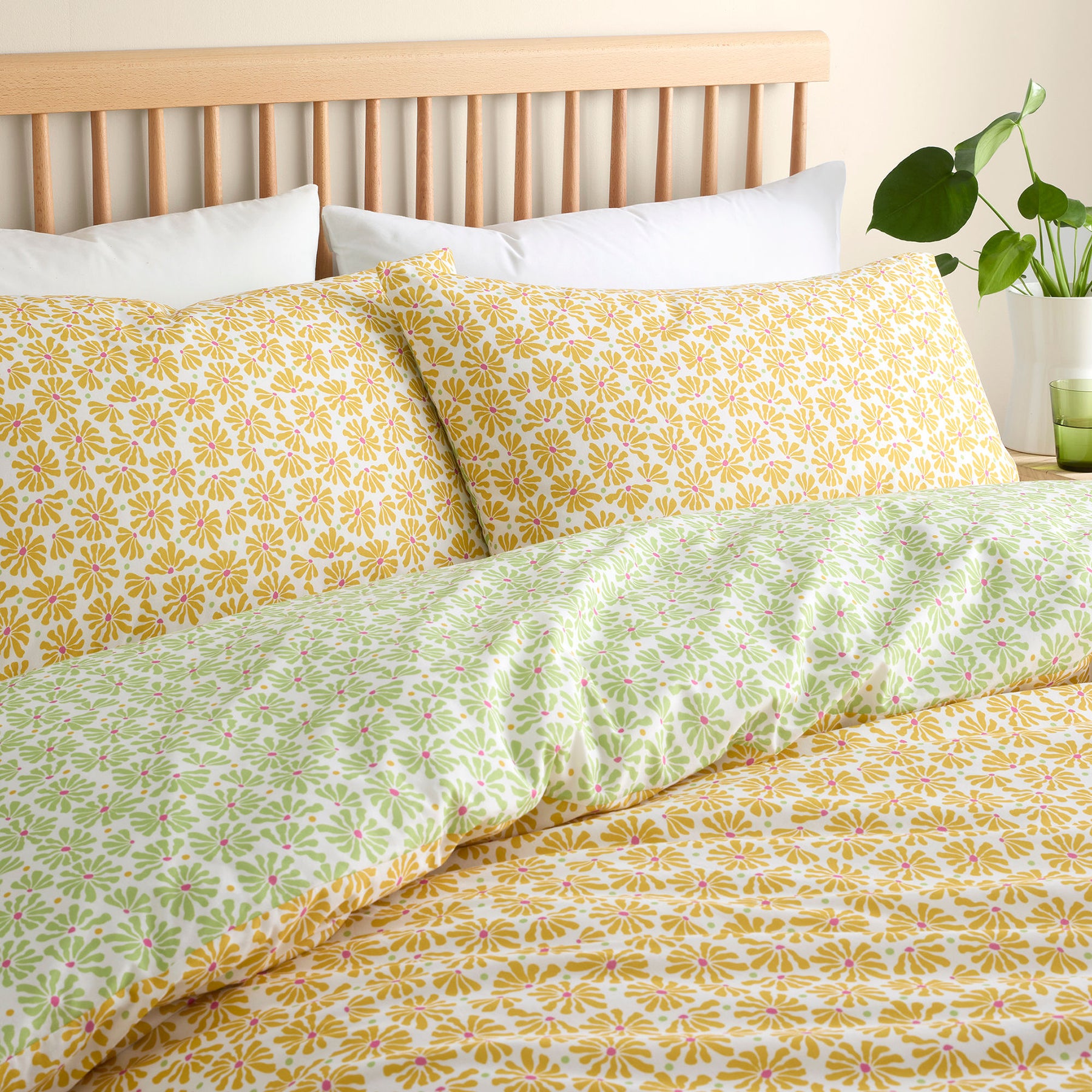 Fusion Retro Daisy Floral Duvet Cover Bedding Set Yellow