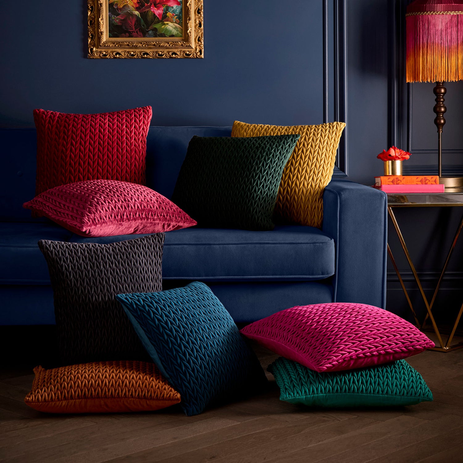 Laurence Llewelyn-Bowen Amory Textured Weave Filled Cushion 43cm x 43cm Fuchsia