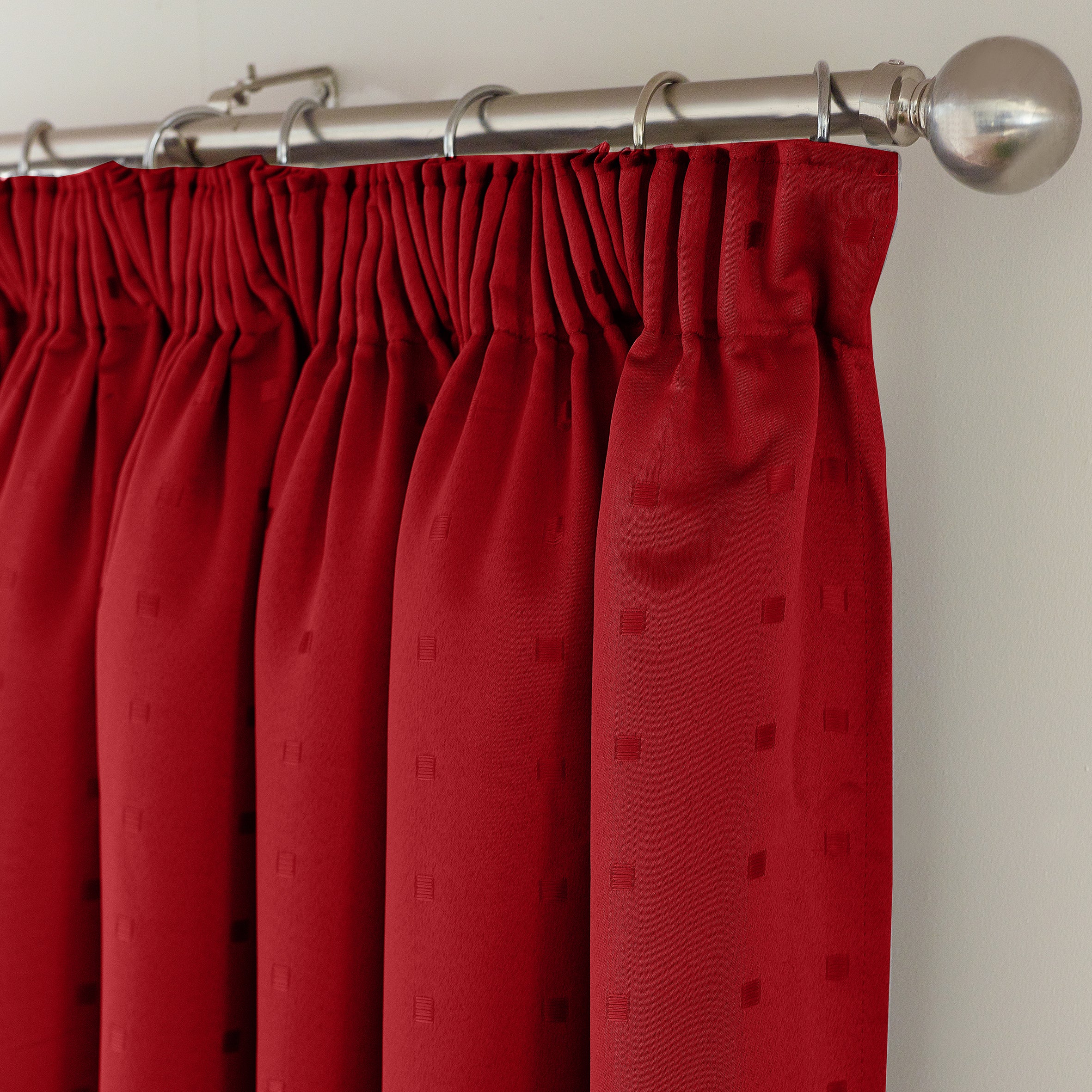 Curttains Reed Red Madison Ready Made Pencil Pleat Curtains | Terrys