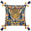 Wylder Tropics Regal Leopard Embroidered Velvet Filled Cushion 50cm x 50cm Royal Blue