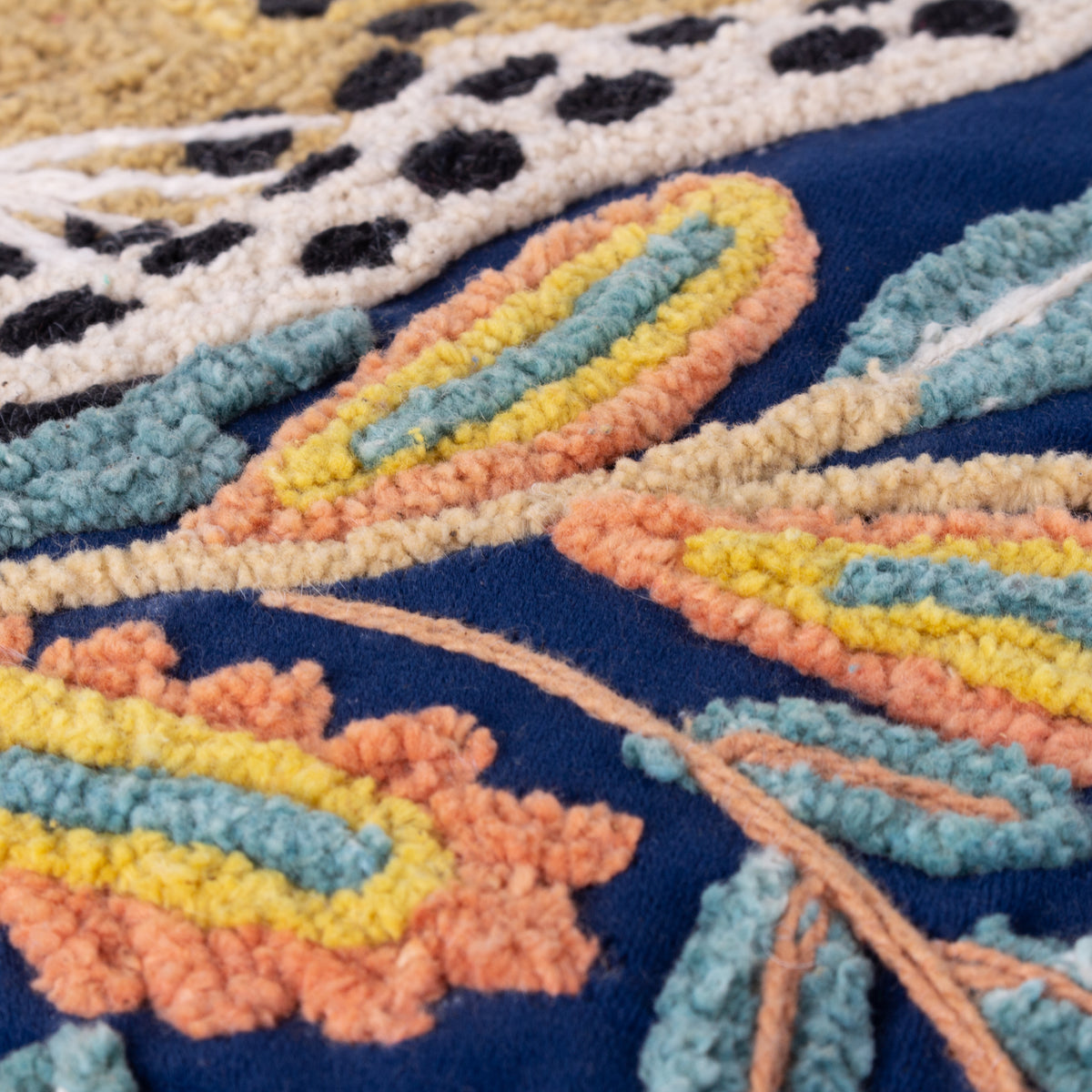 Wylder Tropics Regal Leopard Embroidered Velvet Filled Cushion 50cm x 50cm Royal Blue