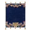 Regal Leopard Embroidered Tasselled Throw 130cm x 150cm Royal Blue