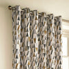 furn. Reno Geometric Ready Made Eyelet Curtains Charcoal Gold
