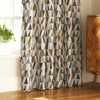 furn. Reno Geometric Ready Made Eyelet Curtains Charcoal Gold