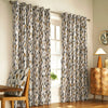 furn. Reno Geometric Ready Made Eyelet Curtains Charcoal Gold