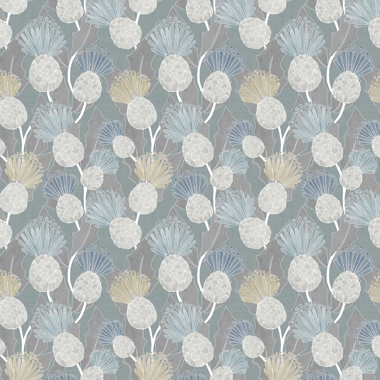 Voyage Maison Reyne Printed Cotton Fabric Duck Egg
