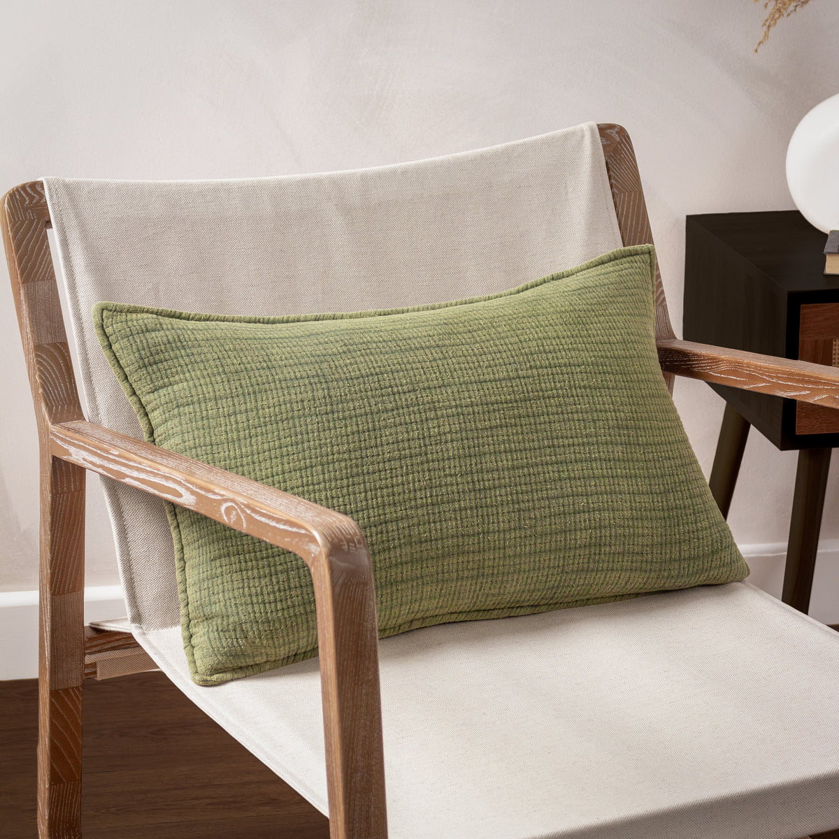 Yard Ribble Acid Wash Cotton 40cm x 60cm Filled Boudoir Khaki