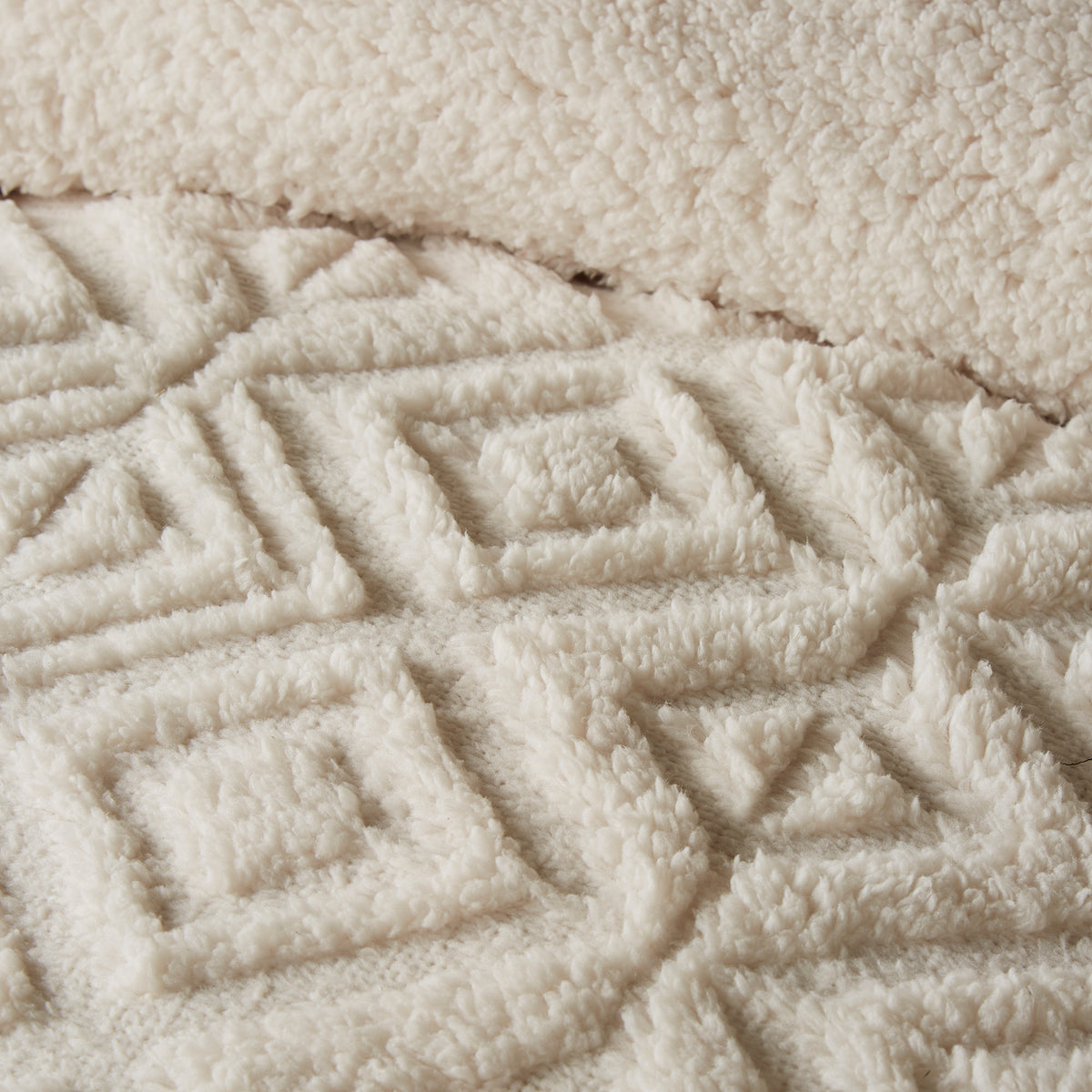 Fusion Geo Fleece and Sherpa Duvet Cover Bedding Set Natural