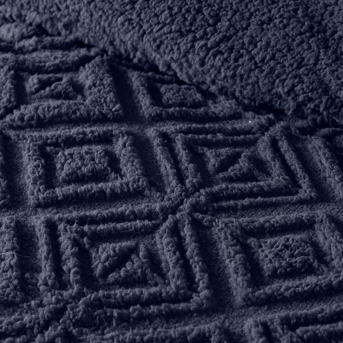 Fusion Geo Fleece and Sherpa Duvet Cover Bedding Set Navy