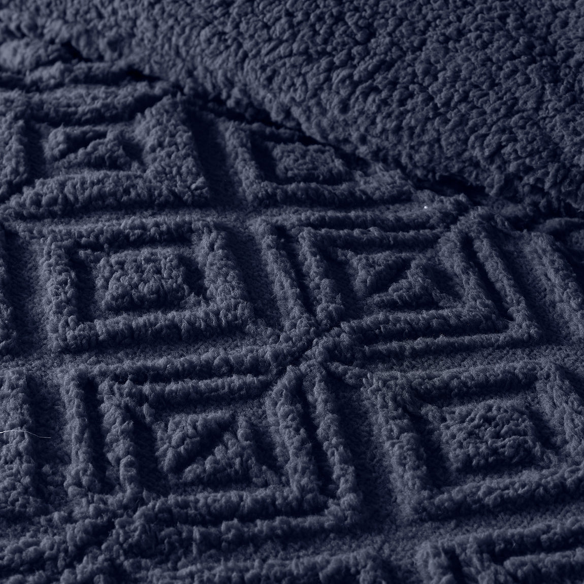 Fusion Geo Fleece and Sherpa Duvet Cover Bedding Set Navy