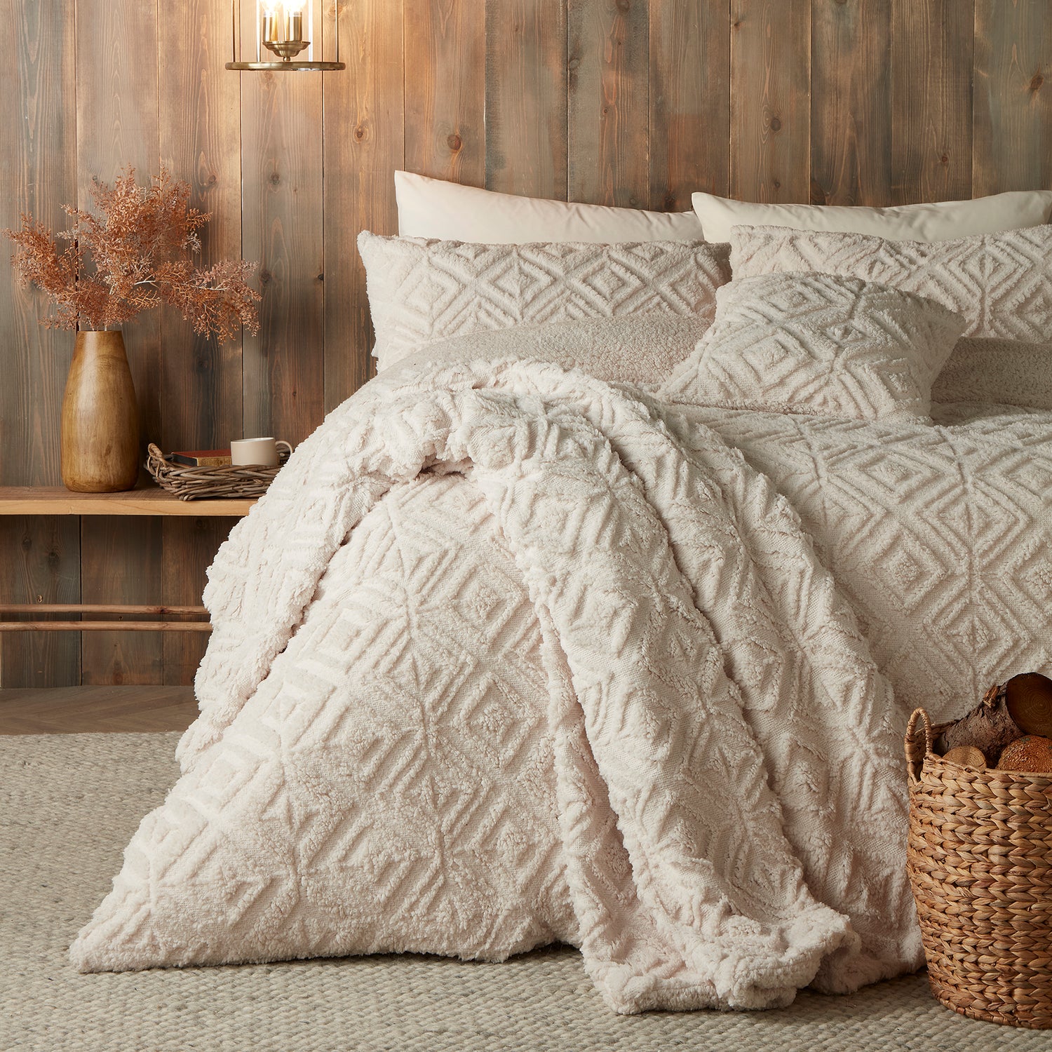 Fusion Geo Fleece and Sherpa 130cm x 180cm Throw Natural
