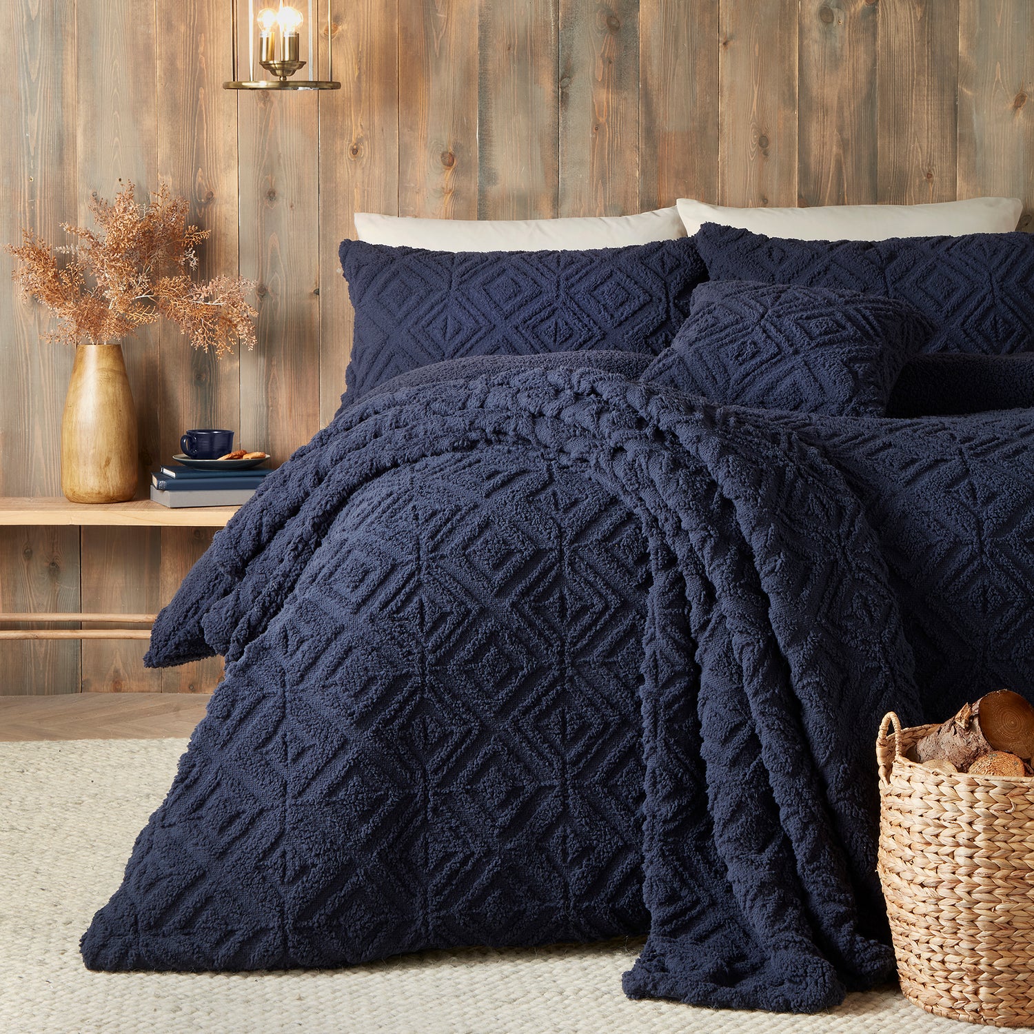 Fusion Geo Fleece and Sherpa 130cm x 180cm Throw Navy