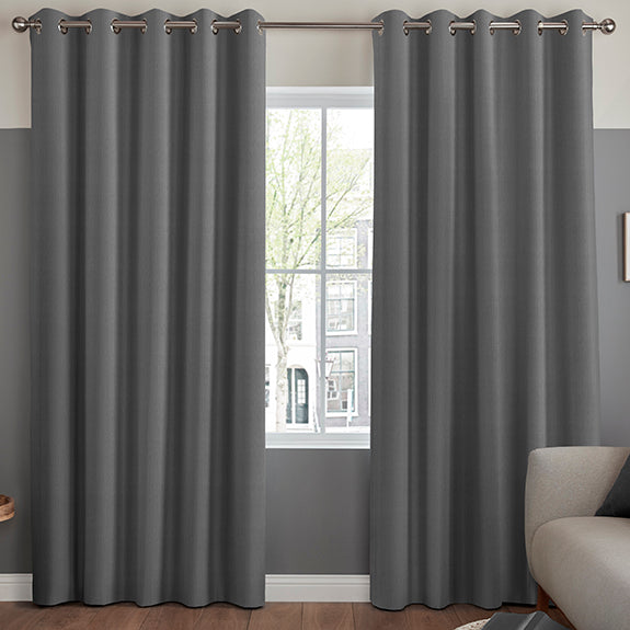 Lindy Shimmer Woven Made To Measure Curtains Charcoal