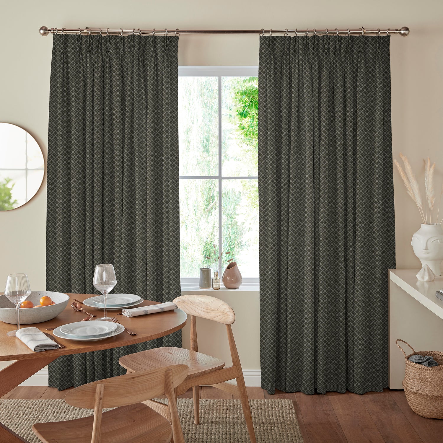 Kris Woven Diamond Made To Measure Curtains Steel