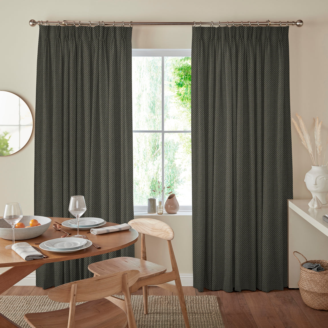 Kris Woven Diamond Made To Measure Curtains Steel