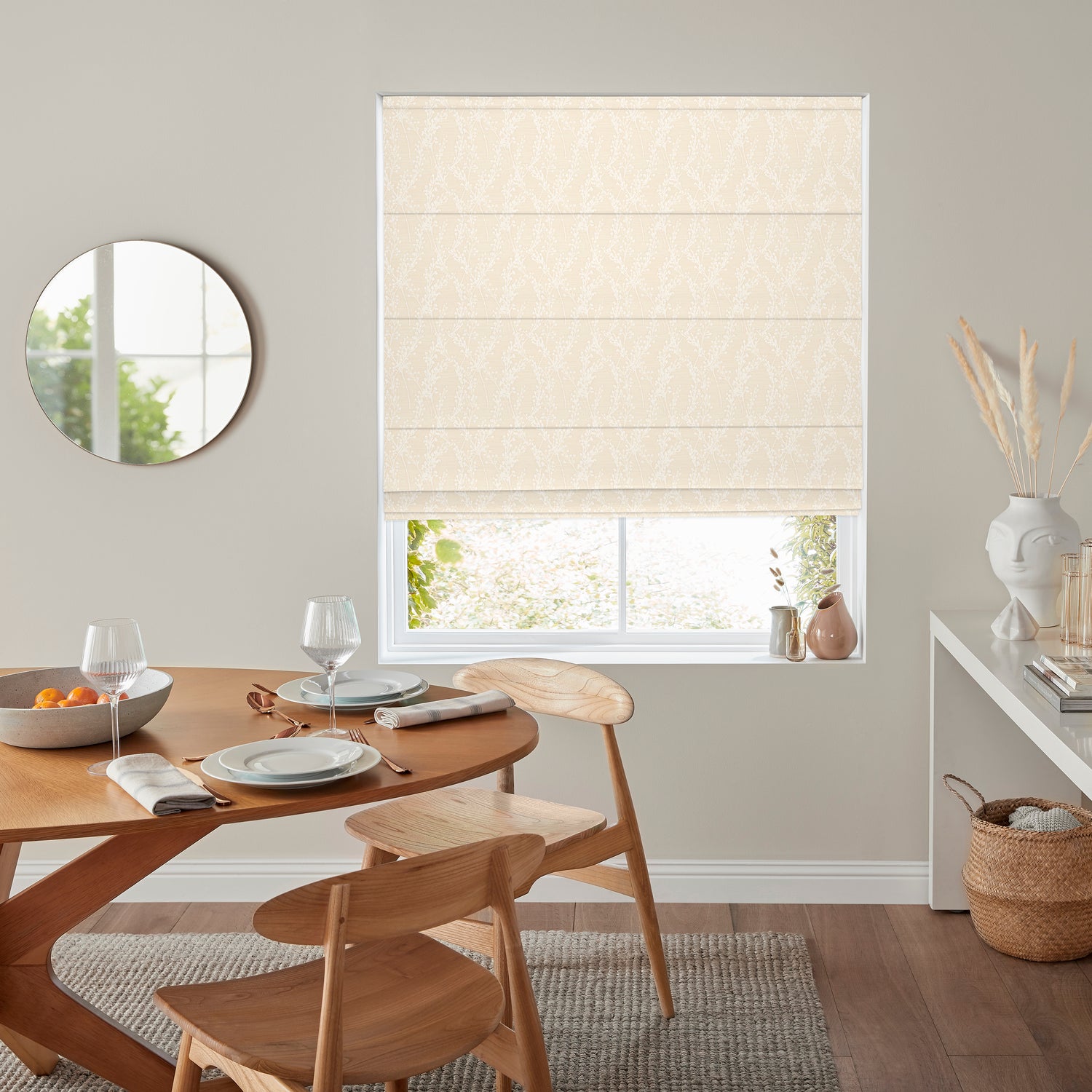 Grace Jacquard Sprig Made To Measure Roman Blind Snow